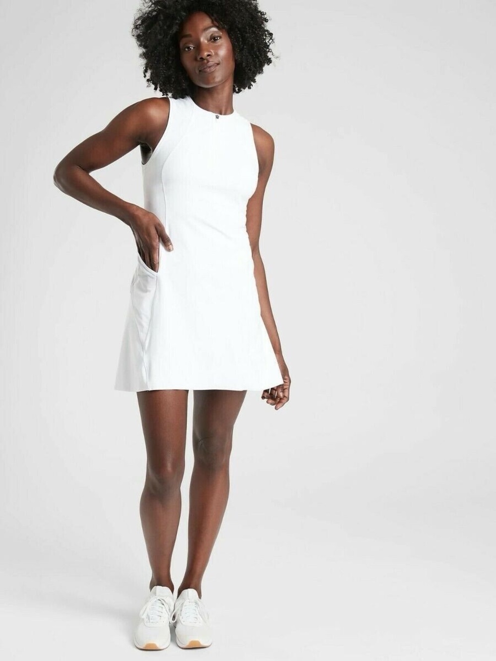 Athleta Match Point Dress White Large Tall Tennis Golf Swing Sleeveless